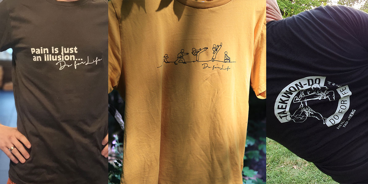 Abbildung von drei Shirts mit den Aufdrucken 